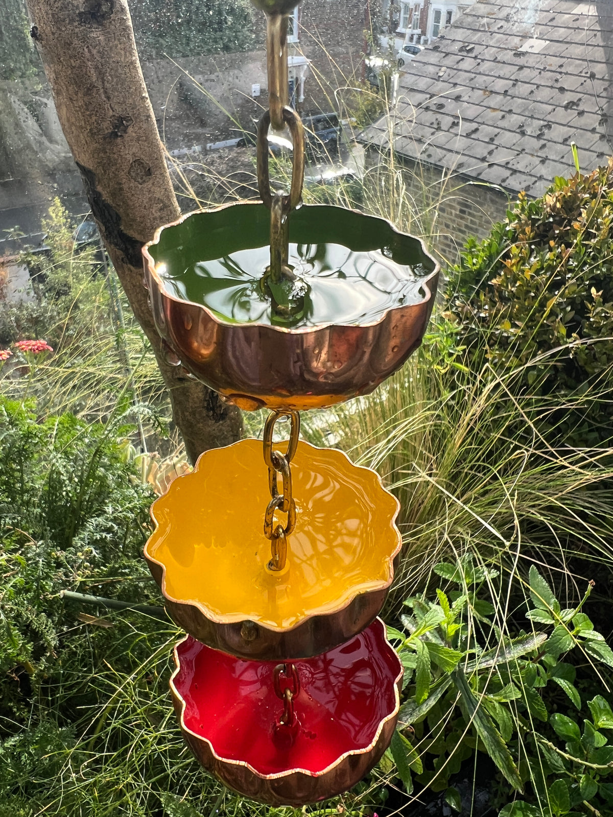 Copper Hanging Raincatchers Hot Colours