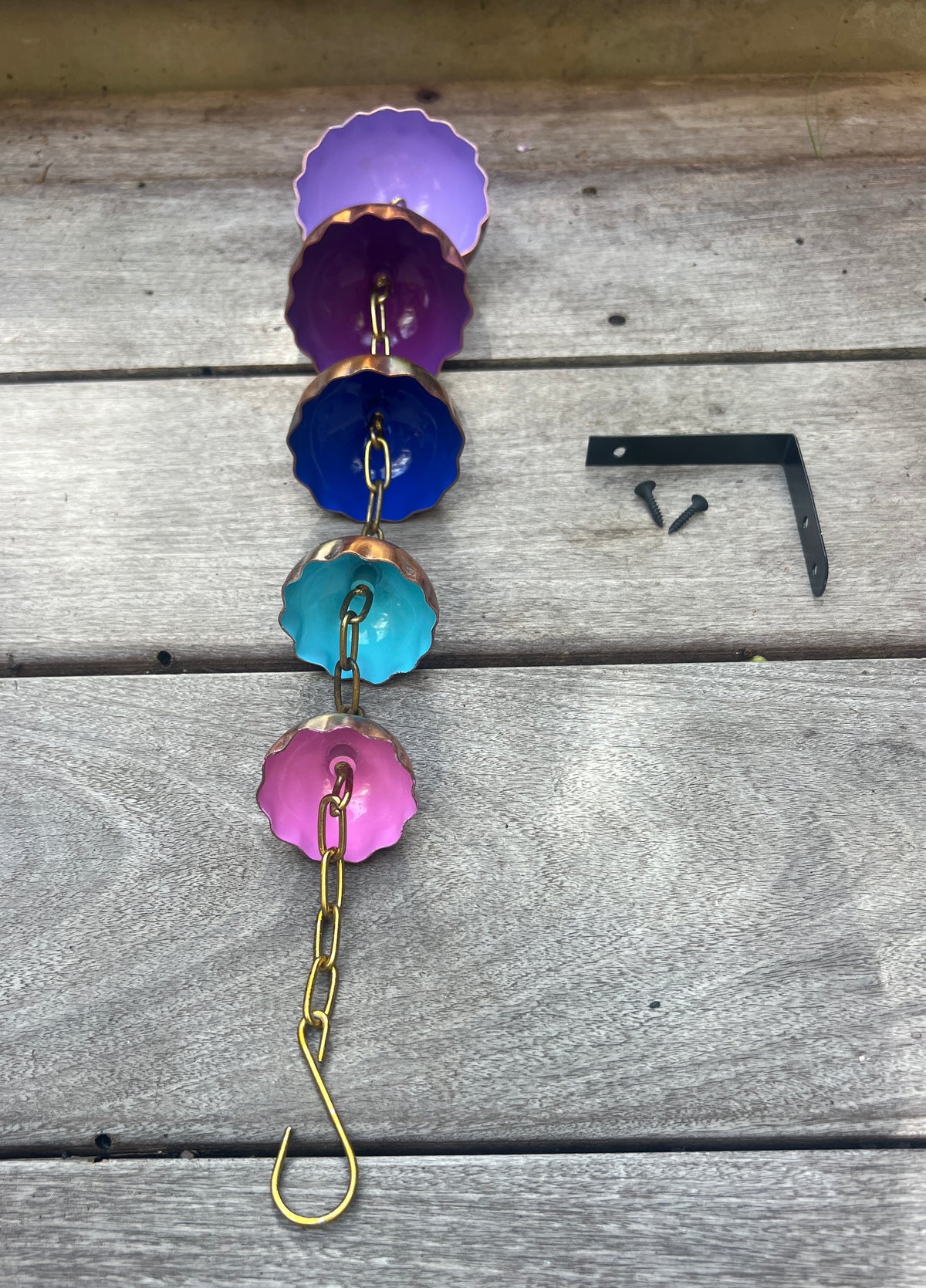 Copper Hanging Raincatchers Cool Colours