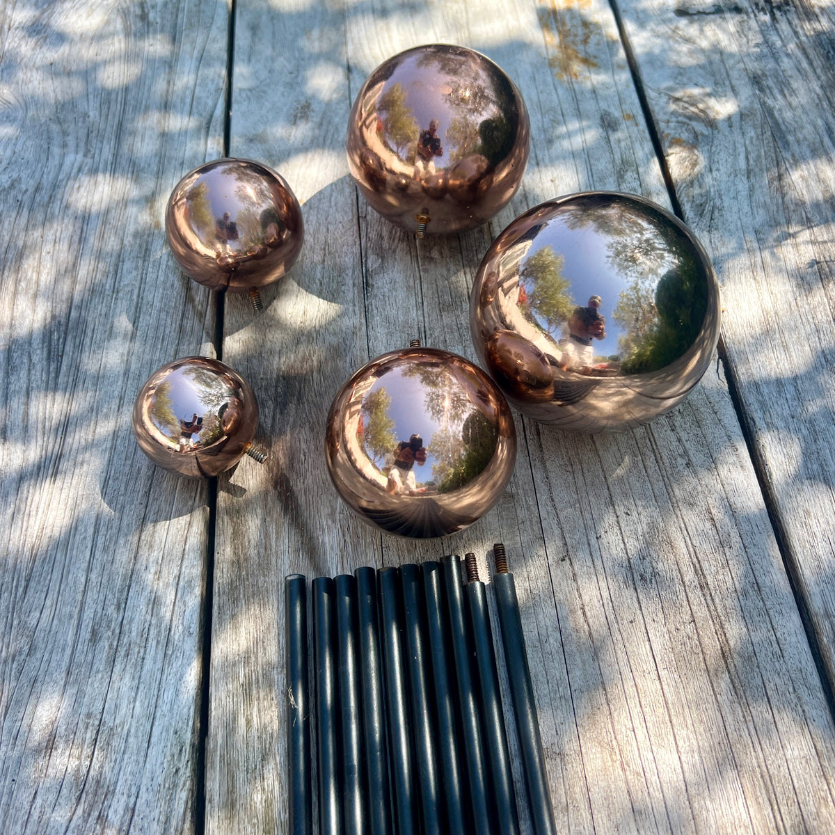 Set 5 Copper Ball Sculptures