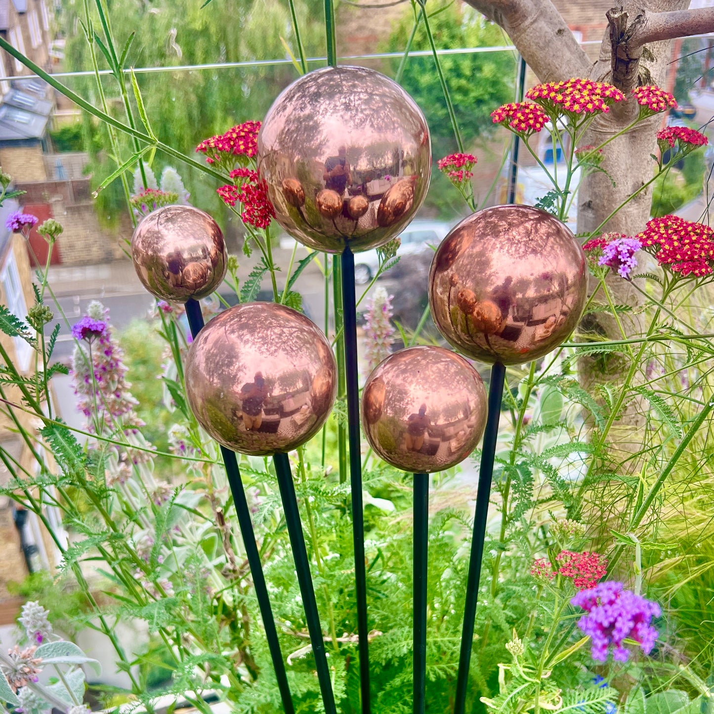 Set 5 Copper Ball Sculptures