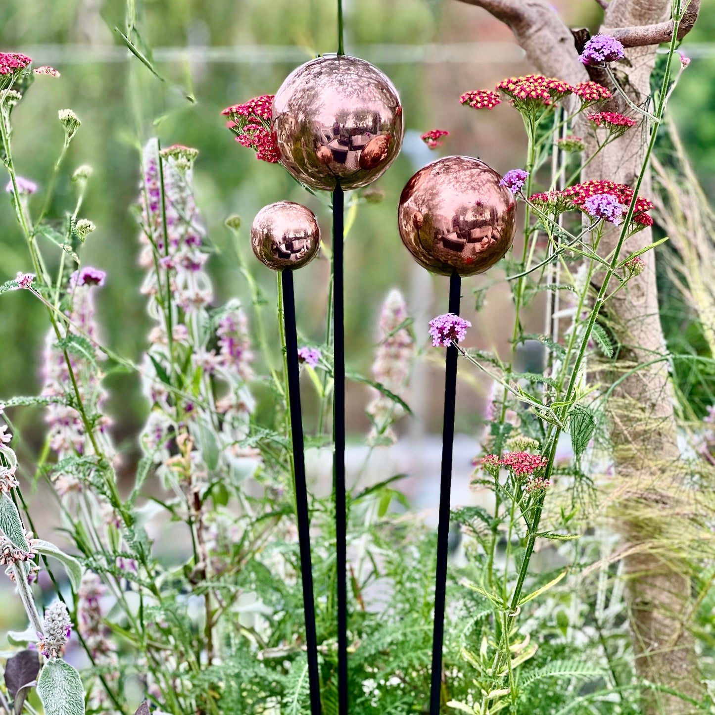 Set 3 Copper Ball Sculptures