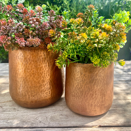 Set of 2 Vintage Copper Planters – Indoor Copper Plant Pots