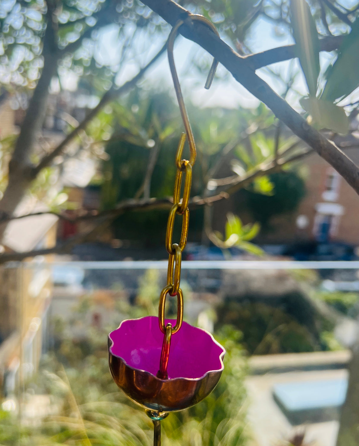 Copper Hanging Raincatchers Cool Colours