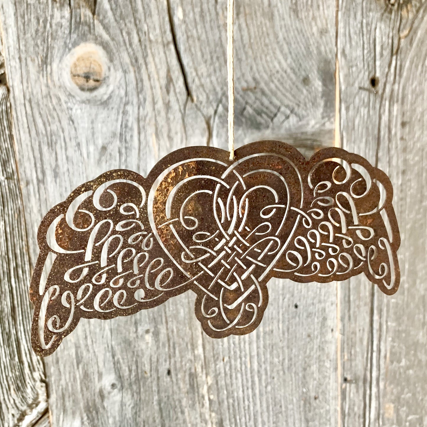 Rusted Winged Heart Decoration