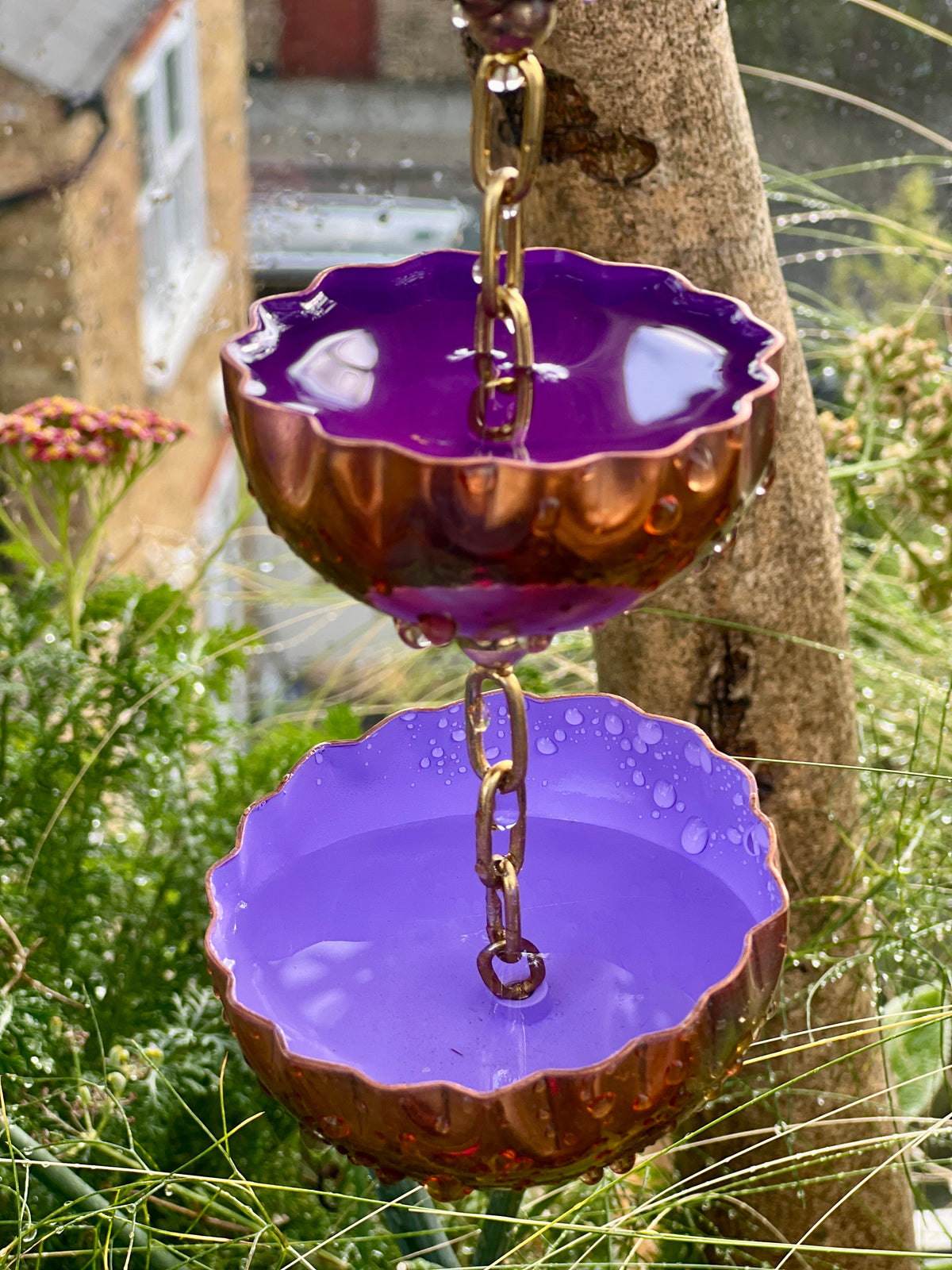 Copper Hanging Raincatchers Cool Colours
