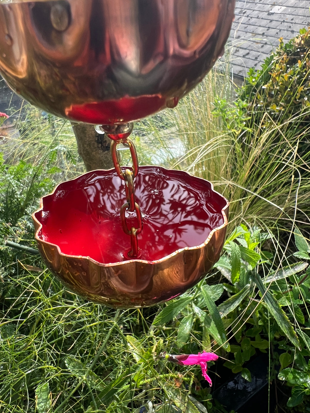 Copper Hanging Raincatchers Hot Colours