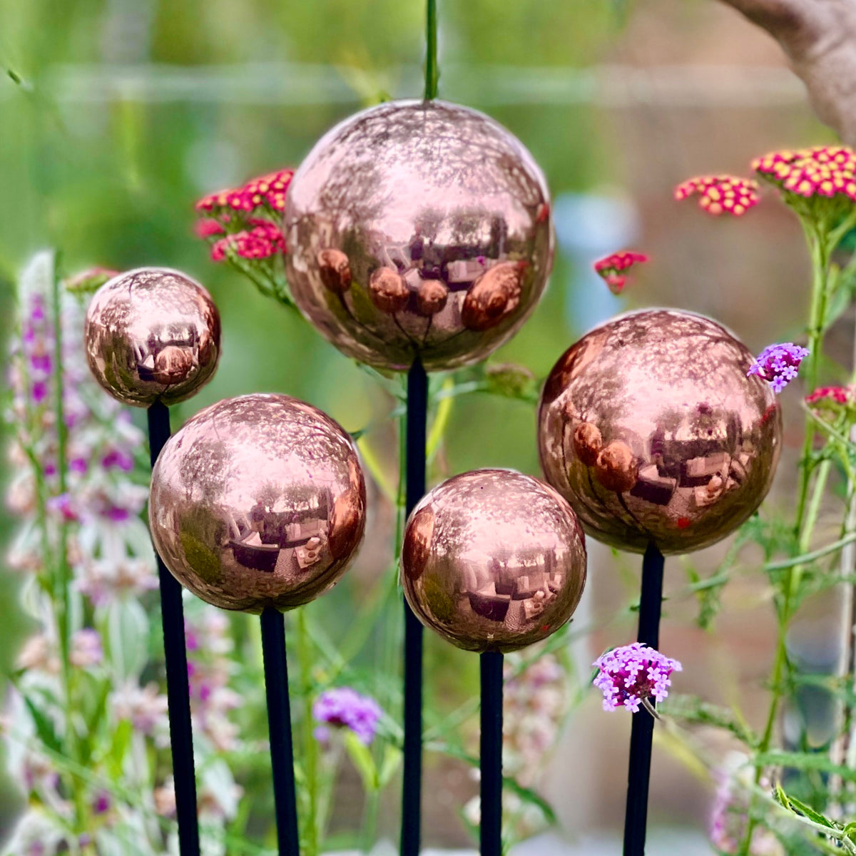 Set 5 Copper Ball Sculptures