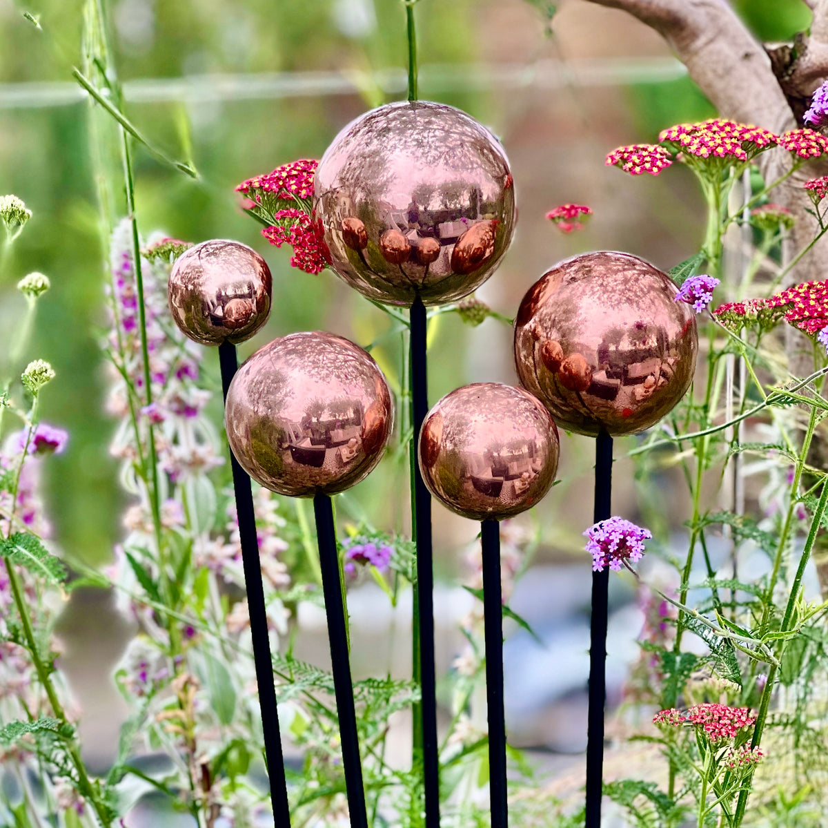 Set 5 Copper Ball Sculptures