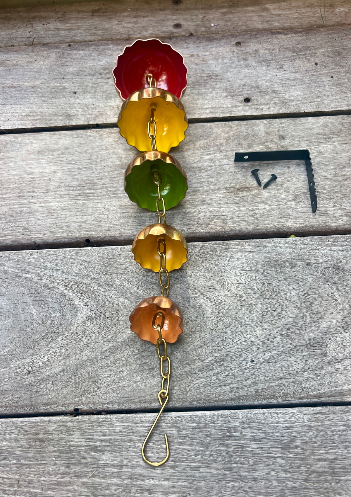 Copper Hanging Raincatchers Hot Colours