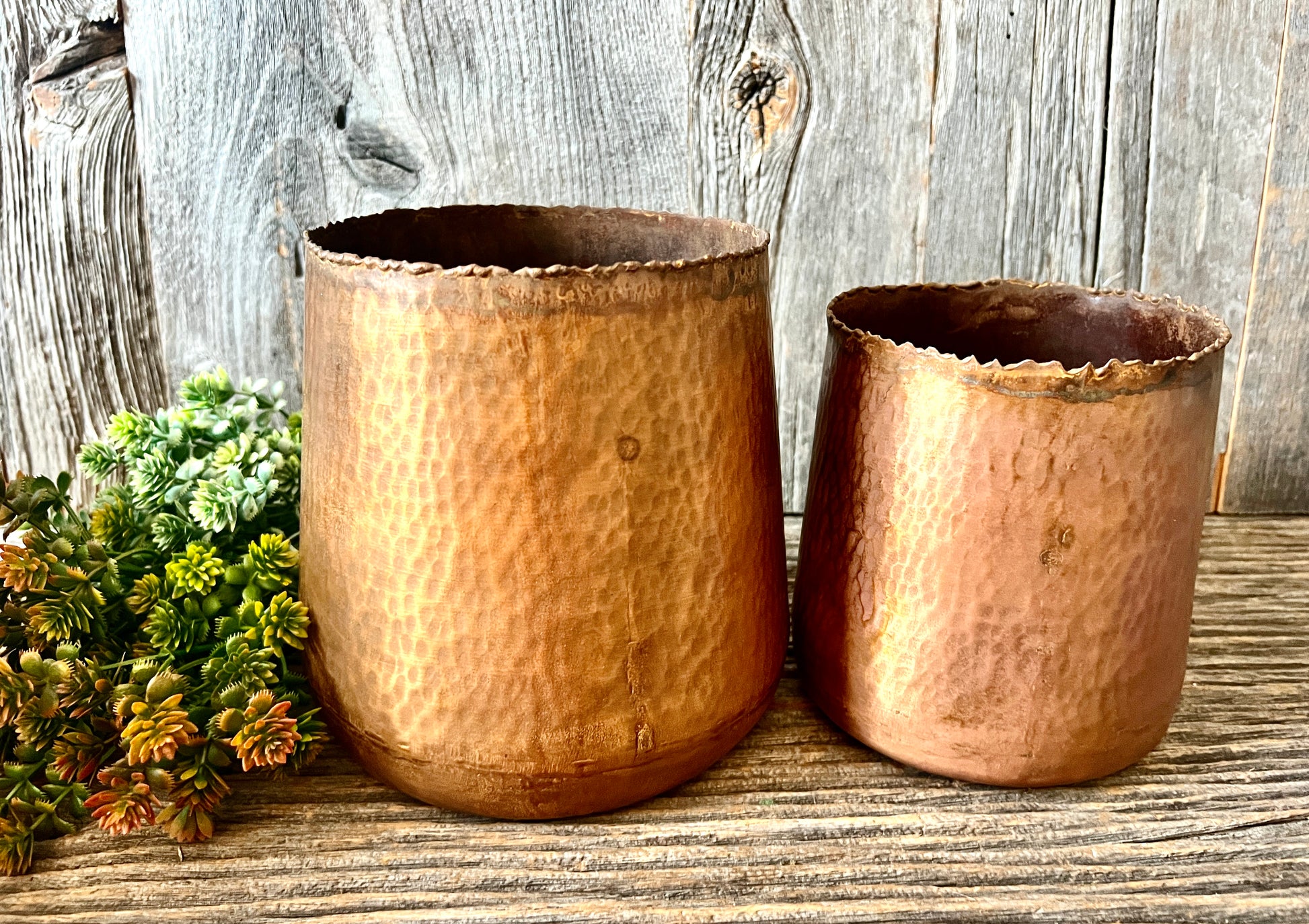 small copper plant pots Set of 2 Vintage Copper Planters – Indoor Copper Plant Pots – London Garden Trading