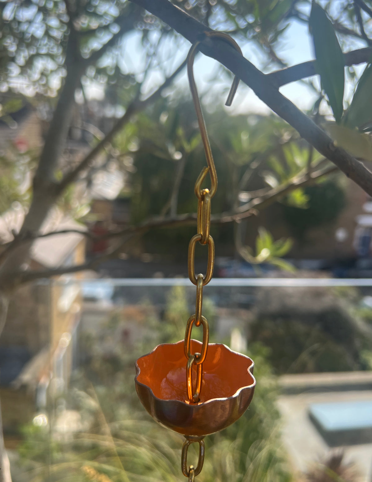 Copper Hanging Raincatchers Hot Colours