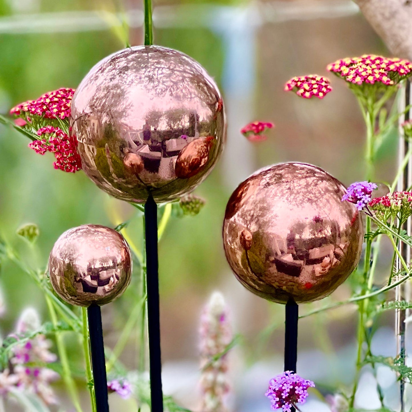 Set 3 Copper Ball Sculptures