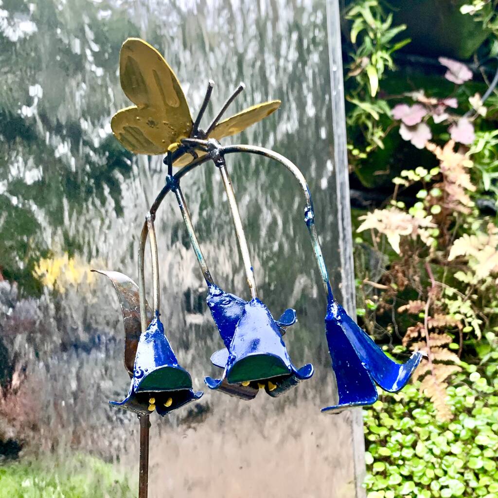 Bluebell And Yellow Butterfly Garden Stake