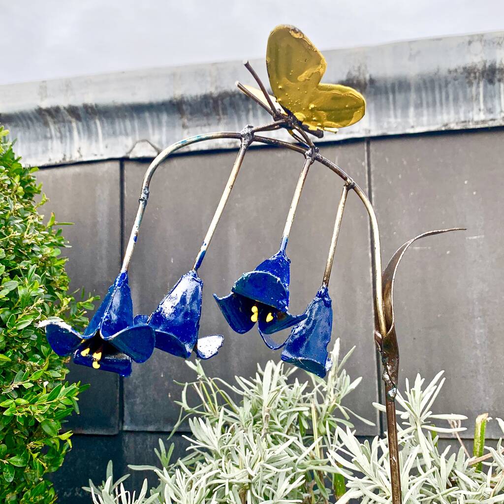 Bluebell And Yellow Butterfly Garden Stake