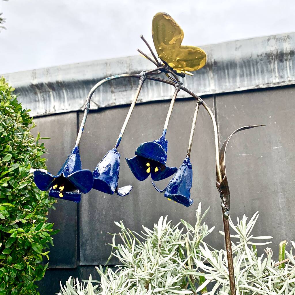 Bluebell And Yellow Butterfly Garden Stake