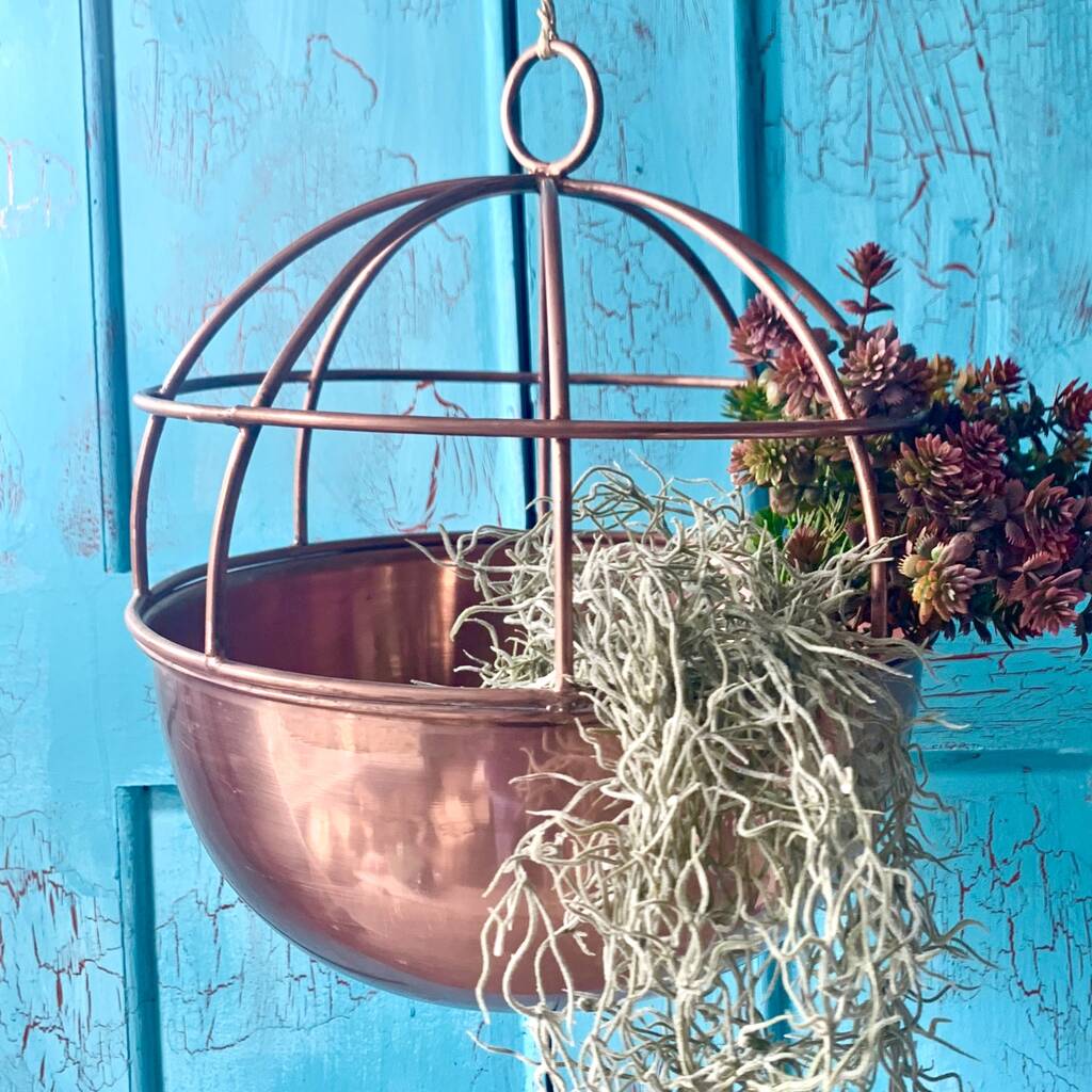 hanging globe planter Copper Globe Hanging Planter – London Garden Trading