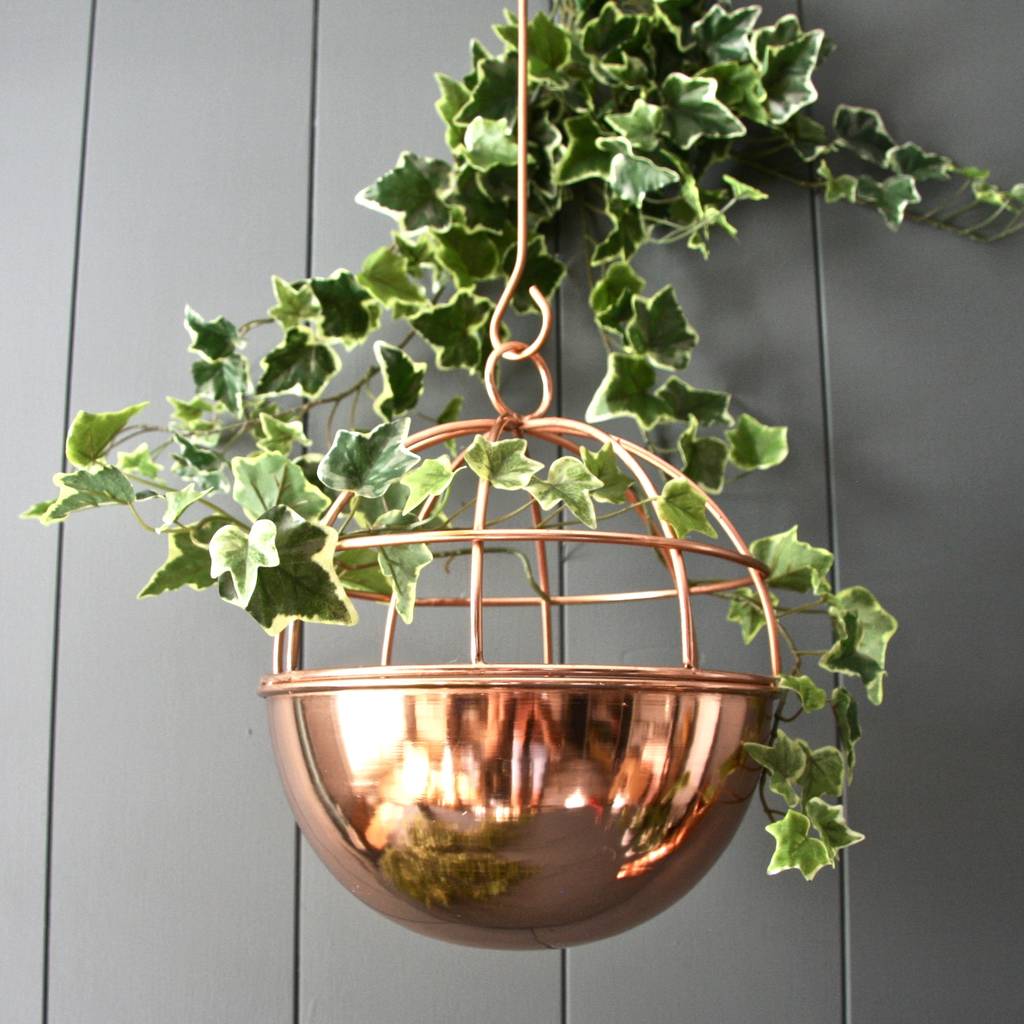copper hanging plant pot Copper Globe Hanging Planter – London Garden Trading