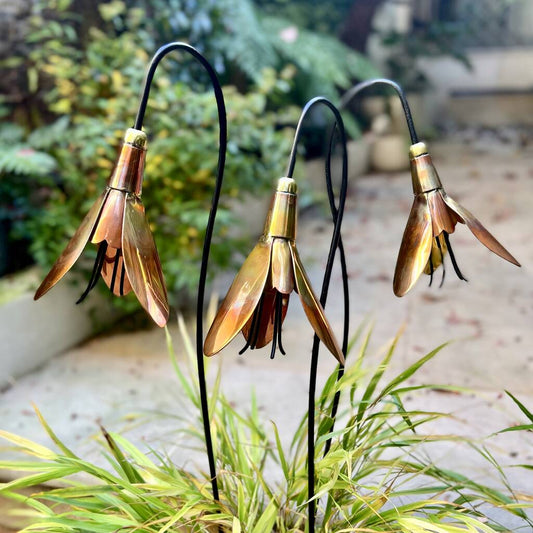 Set Of Three Copper Snowdrop Garden Sculptures PRE ORDER