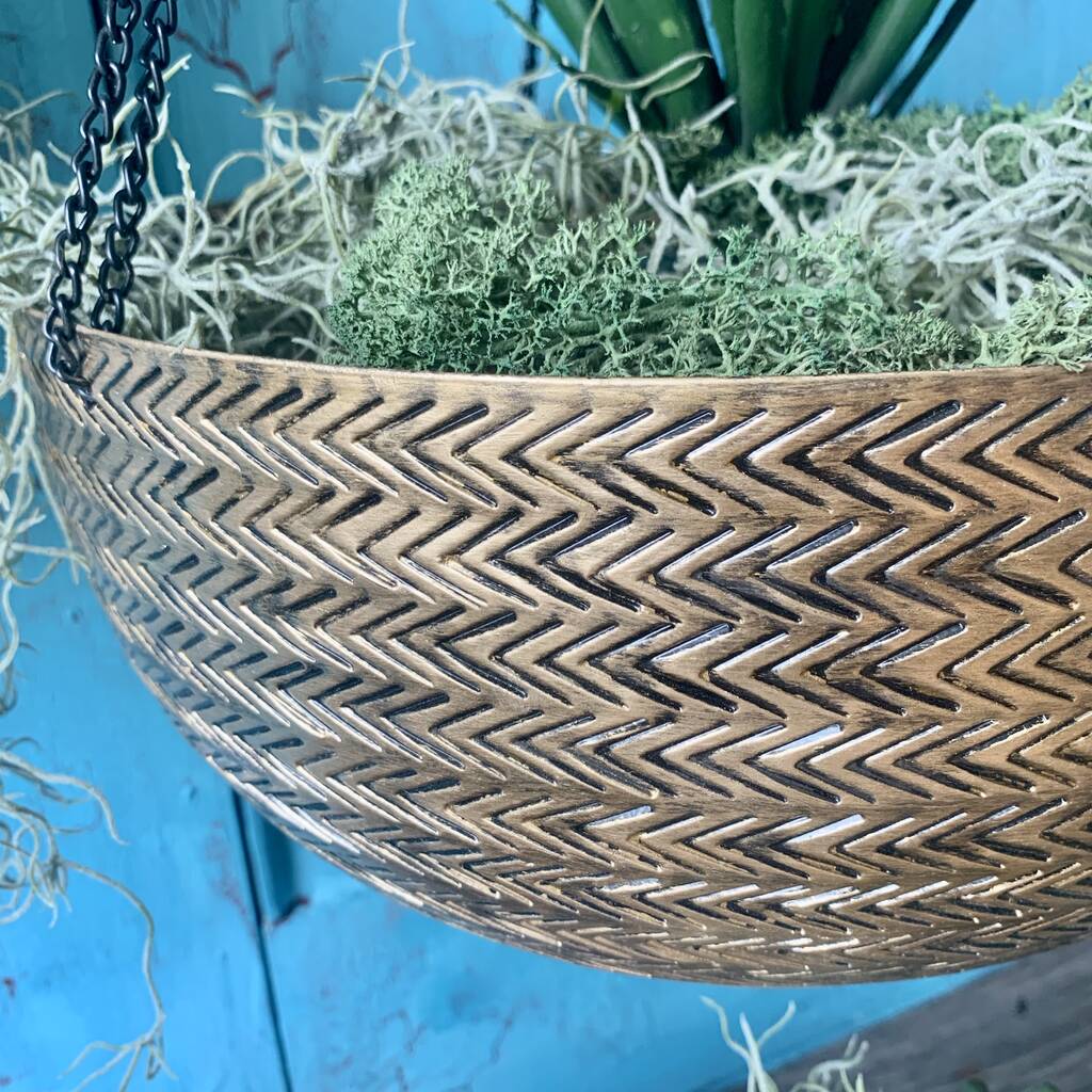 Brass Rattan Hanging Planter