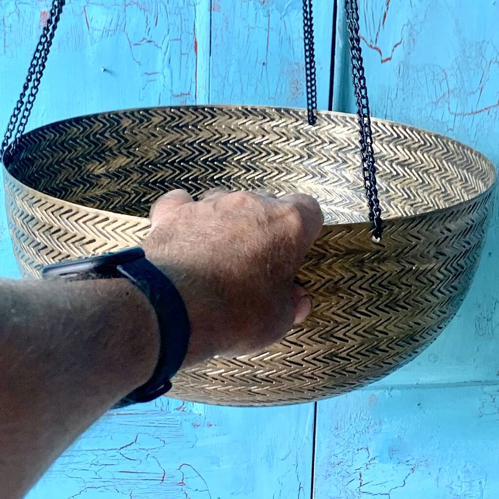 Brass Rattan Hanging Planter