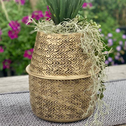 Brass Rattan Urn Planter